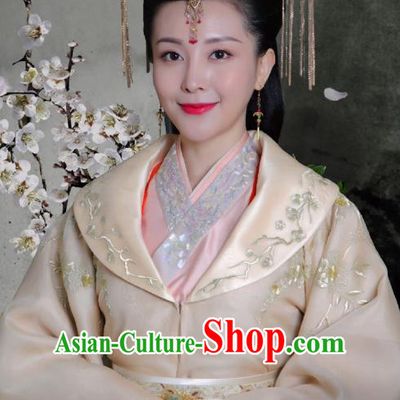 Drama Colourful Bone Chinese Ancient Queen Jia Hui Dress Costume and Headpiece for Women