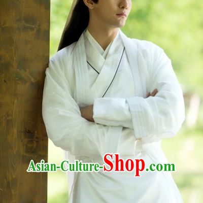Chinese Ancient Swordsman Feng Ruge White Clothing Historical Drama Colourful Bone Costume for Men