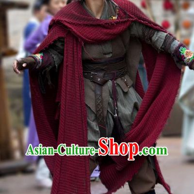 Chinese Ancient Swordsman Pauper Xiao Yuer Clothing Historical Drama Handsome Siblings Costume and Headpiece for Men