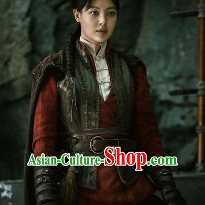 Chinese Drama Xin Zhilei Candle in The Tomb The Wrath of Time Grave Robber Lady Red Costume and Headpiece for Women