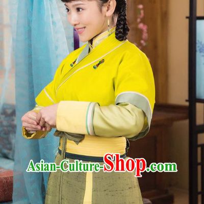 Chinese Historical Drama The Eternal Love Ancient Court Maid Jing Xin Costume and Headpiece for Women