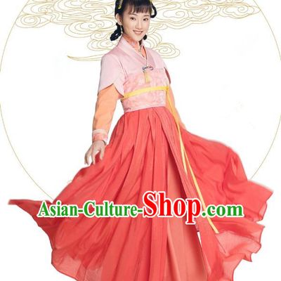 Chinese Historical Drama The Eternal Love Ancient Maidservant Jing Xin Costume and Headpiece for Women
