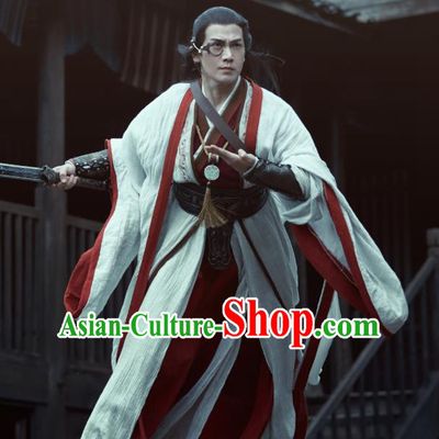 Chinese Ancient Swordsman Xie Yi Clothing Historical Drama Swords of Legends Costume and Headwear for Men