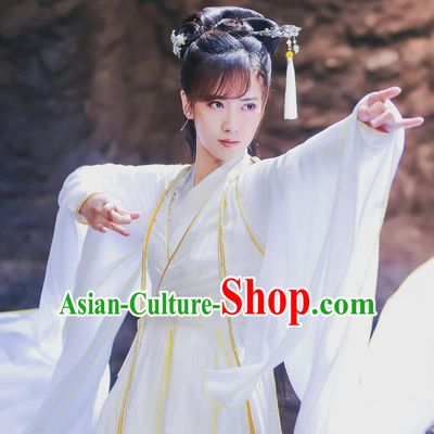 Chinese Historical Drama Swords of Legends Ancient Female Swordsman A Ruan Costume and Headpiece for Women