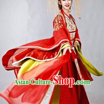 Chinese Historical Drama Swords of Legends Ancient Princess Zhaoning Wedding Costume and Headpiece for Women