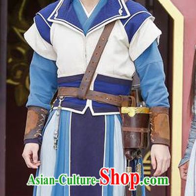 Swords of Legends Chinese Ancient Swordsman Yue Wuyi Clothing Historical Drama Costume and Headwear for Men