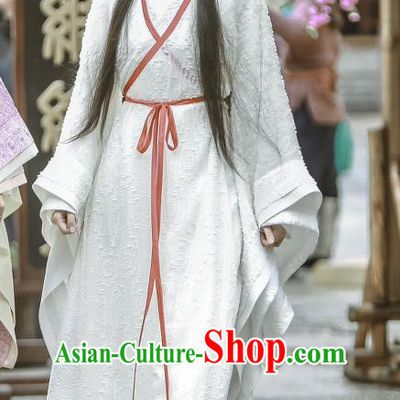 Chinese Historical Drama Swords of Legends Ancient Female Swordsman Wen Renyu White Costume and Headpiece for Women