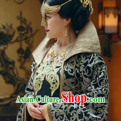 Chinese Ancient Empress Dowager Historical Drama Princess Silver Costume and Headpiece for Women