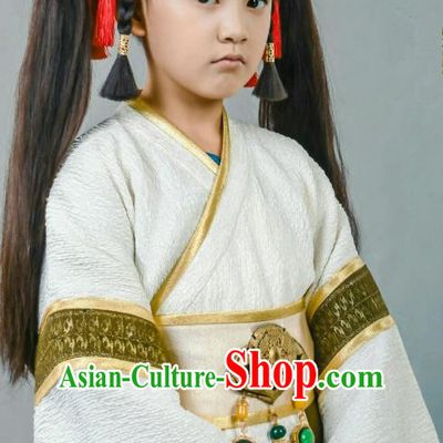Chinese Historical Drama Swords of Legends Ancient Princess Shen Xi Costume and Headpiece for Kids