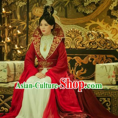 Chinese Ancient Imperial Empress Zheng Shujun Hanfu Dress Historical Drama Legend of the Phoenix Costume and Headpiece for Women