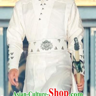Love Better Than Immortality Chinese Ancient Swordsman Xiao Bai Clothing Historical Drama Costume and Headwear for Men