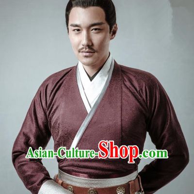 Swords of Legends Chinese Ancient Chancellor Duke Yue Shaocheng Purple Clothing Historical Drama Costume and Headwear for Men
