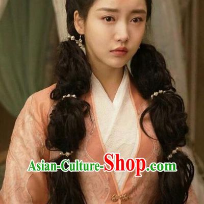 Chinese Ancient Noble Lady Lu Renyi Hanfu Dress Historical Drama Lovely Swords Girl Costume and Headpiece for Women