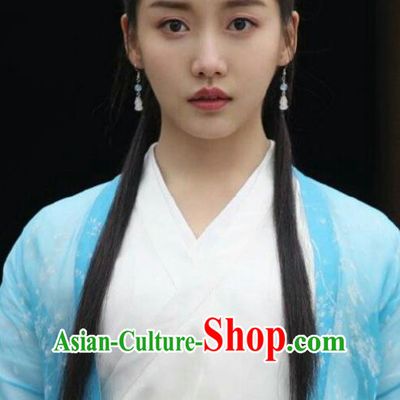 Chinese Ancient Female Swordsman Yu Shengyou Hanfu Dress Historical Drama Lovely Swords Girl Costume and Headpiece for Women