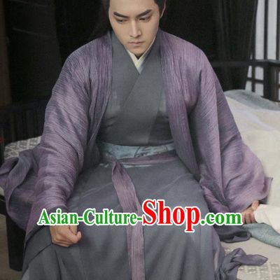 Chinese Drama Listening Snow Tower Ancient Swordsman Xiao Yiqing Historical Costume and Headwear for Men