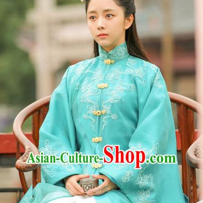 Chinese Historical Drama Ancient Ming Dynasty Noble Lady Yuan Jinxia Hanfu Dress Under the Power Costume and Headpiece for Women
