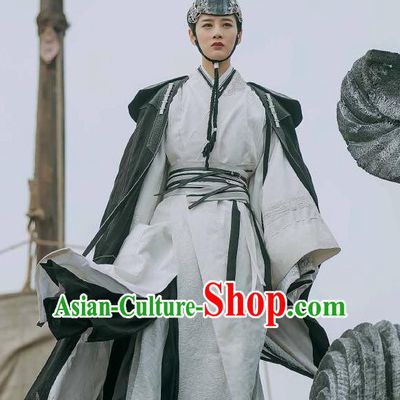 Chinese Ancient Female Swordsman Priestess Ye Celeng Dress Historical Drama Sword Dynasty Costume and Headpiece for Women
