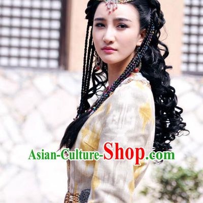 Chinese Ancient Tang Dynasty Persia Dancer Dress Historical Drama Dagger Mastery Sai Ma Costume and Headpiece for Women