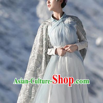 Chinese Ancient Goddess Jiu You Dress Historical Drama The Great Ruler Costume and Headpiece for Women