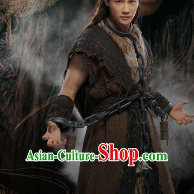 Drama An Oriental Odyssey Chinese Ancient Groom Servant Mu Le Costume and Headpiece Complete Set