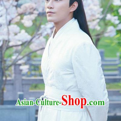 Drama Cinderella Chef Chinese Ancient Swordsman Xia Chunyu White Costume and Headpiece Complete Set