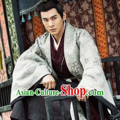 Drama Hero Dream Chinese Ancient Qin Dynasty First Emperor Ying Zheng Costume and Headpiece Complete Set