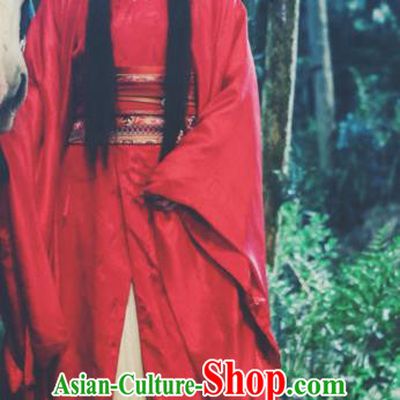 Chinese Ancient Qin Dynasty Imperial Consort Yu Ji Red Dress Historical Drama Hero Dream Costume and Headpiece for Women
