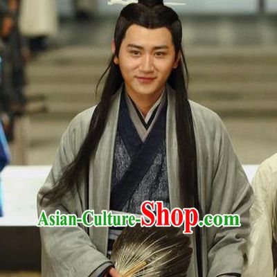 Drama Hero Dream Chinese Ancient Han Dynasty Counselor Zhang Liang Costume and Headpiece Complete Set