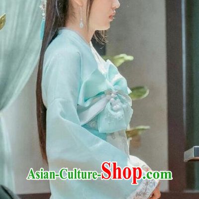 Chinese Ancient Female Doctor Tian Qi Blue Dress Historical Drama Dr Cutie Costume and Headpiece for Women