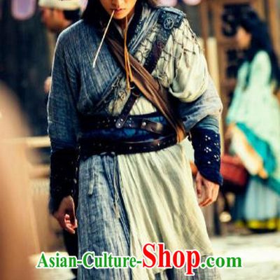 Drama Hero Dream Chinese Ancient Han Dynasty Civilian Swordsman Han Xin Costume and Headpiece Complete Set