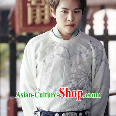 Drama The Dark Lord Chinese Ancient Ming Dynasty Swordsman Ye Xiaotian White Costume and Headpiece Complete Set
