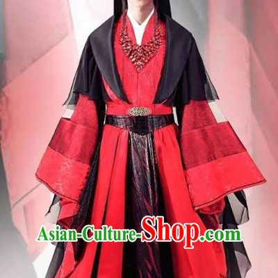 Drama Men with Sword Chinese Ancient Royal Prince Murong li Hanfu Costumes and Hair Accessories
