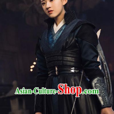 Chinese Ancient Female Swordsman Dress and Hairpins Historical Drama Love of Thousand Years Across A Man Costumes