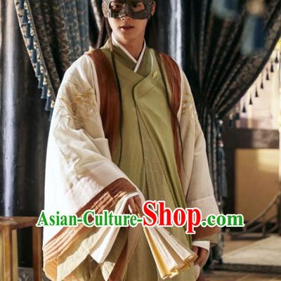 Chinese Ancient Scholar Hanfu Clothing and Hair Pin Drama Love of Thousand Years Musician of Li Fu Jiuyun Costumes