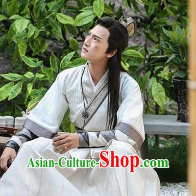 Drama Men with Sword Chinese Ancient Lord King Jian Bin Costume and Headpiece Complete Set