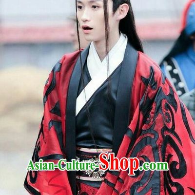 Drama Men with Sword Chinese Ancient Royal Prince Murong Li Costume and Headpiece Complete Set
