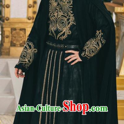 Chinese Ancient Demon Clan King Yan Chiwu Drama Sansheng Sanshi Pillow Eternal Love of Dream Costume and Headpiece Complete Set