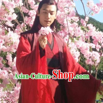 Chinese Ancient King Red Clothing and Jade Hairpin Drama Pingli Fox Yu Yan Apparel Costumes