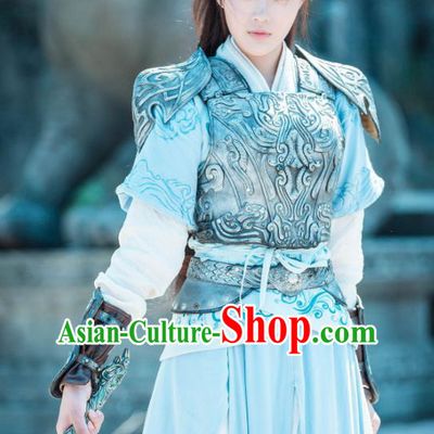 Chinese Ancient Female Swordsman Armor Historical Drama The Taosim Crandmaster Donghuang Feifei Costumes and Headwear