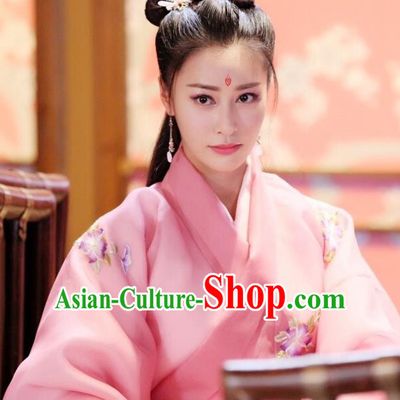 Chinese Ancient Princess Pink Costume Historical Drama The Taosim Crandmaster Mei Kongyun Dress and Hairpins