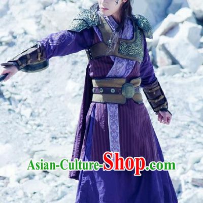 Chinese Ancient Armor Clothing and Jade Hairpin Drama The Taosim Crandmaster Swordsman Han Shang Costumes and Hairdo Crown