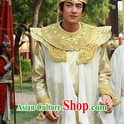 Chinese Ancient Piao Kingdom Prince Clothing and Golden Royal Crown Drama Legend of Southwest Dance and Music Shu Nantuo Costumes