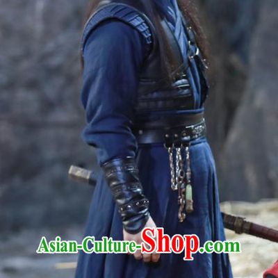 Chinese Ancient Knight Clothing and Hair Crown Drama the Birth of the Dream King Swordsman Navy Costumes