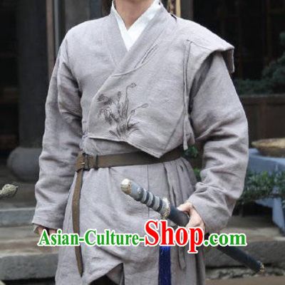 Chinese Ancient Kawaler Clothing Drama the Birth of the Dream King Swordsman Zhao Qingfeng Grey Costumes