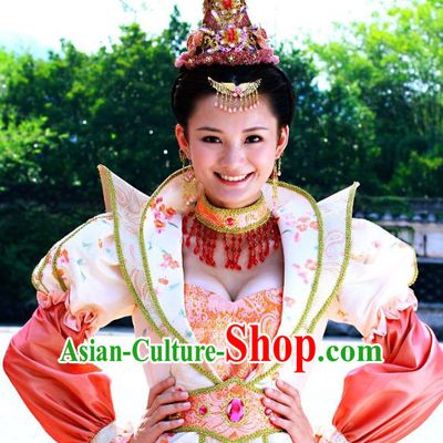 Chinese Ancient Costume Historical Drama Love Amongst War Princess Dai Zhan Dress and Headpiece Complete Set