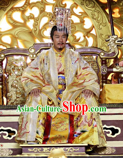 Chinese Ancient King Clothing and Hat Drama Love Amongst War Monarch Xue Pinggui Costumes Chinese Ancient King Clothing and Hat Drama Love Amongst War Monarch Xue Pinggui Costumes