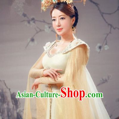 Chinese Ancient Queen Historical Costumes Drama Cover the Sky Empress Dress and Phoenix Coronet