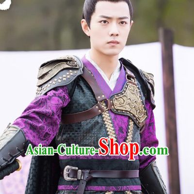 Chinese Ancient General Clothing and Headwear Drama Oh My Emperor Swordsman Beitang Moran Xiao Zhan Costumes for Men