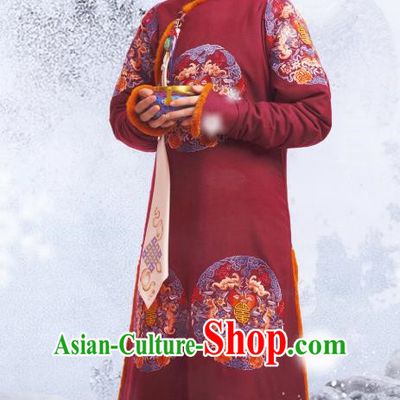 Chinese Ancient Garment Manchu Historical Costumes and Hairpins Drama Dreaming Back to the Qing Dynasty Princess Consort Ming Wei Qipao Dress