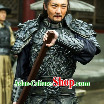 Chinese Ancient Ming Dynasty General Armor Apparels Garment Drama The Great Shaolin Gao Jianxiong Clothing and Headwear